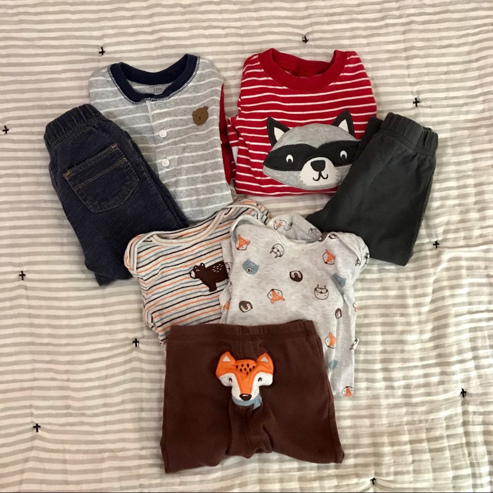 Lot of 3 Baby Boy Outfits Long Sleeve & Pants